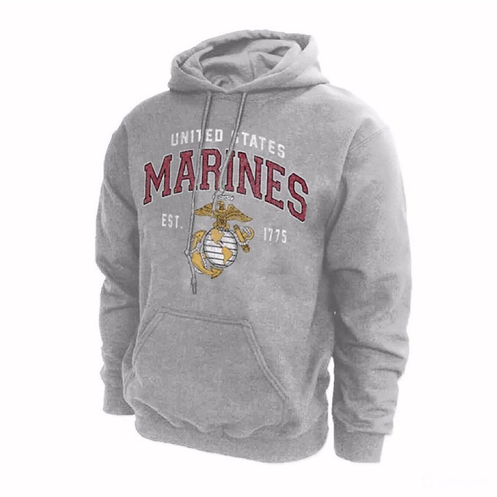 U.S. Marines USMC Vintage Emblem Hoodie - NEW Fast Ship